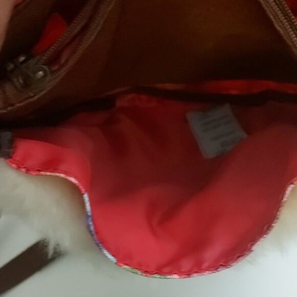 Desigual Floral Faux Fur Crossbody Bag Boho Chic Colorful Winter Retro Festival - Picture 9 of 10